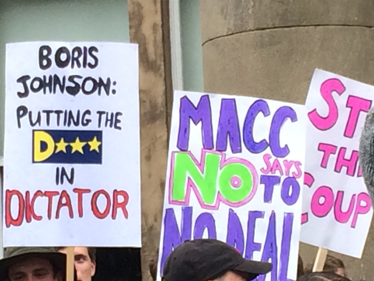 Banners at Macclesfield democracy rally