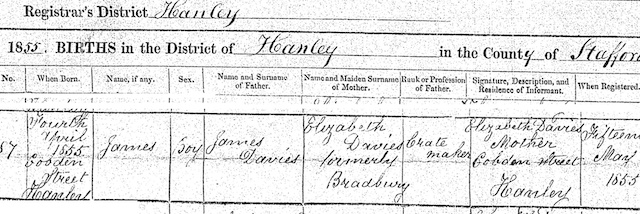Scanned copy of an old birth certificate