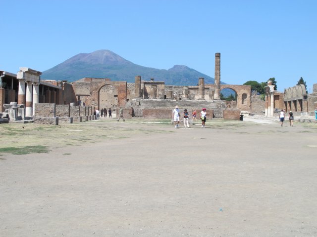 Forum with Vesuvius in distance