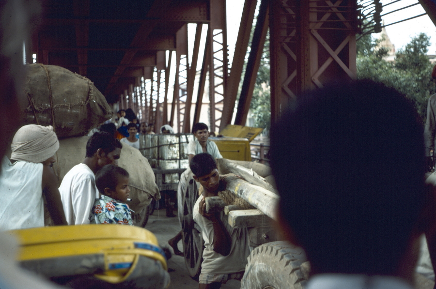 Traffic on bridge over River Jumna