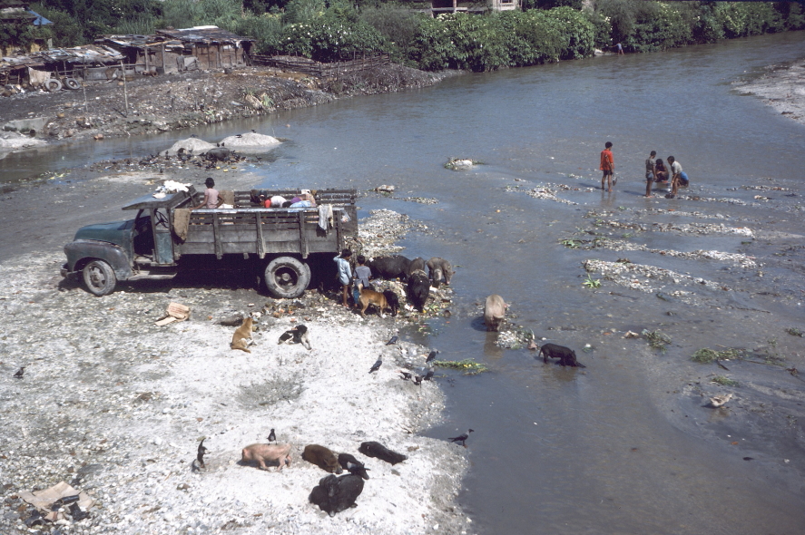 View from bridge across river in Kathmandu