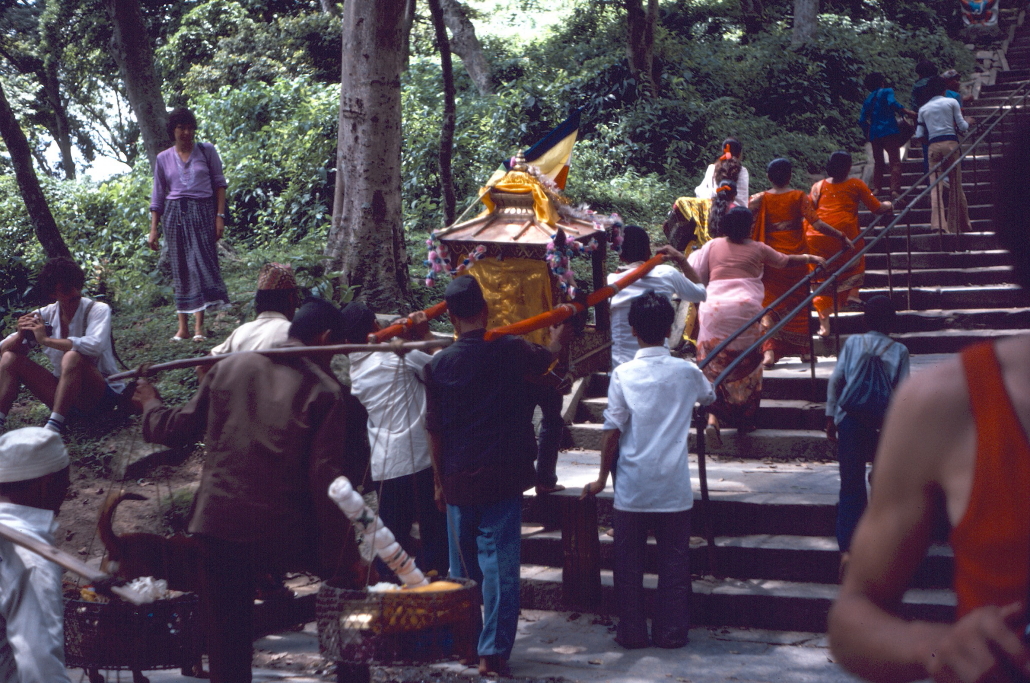 Procession ascending steps to the template