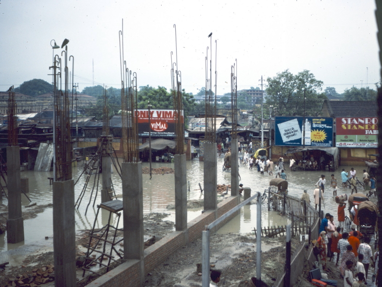 Flooded street outside Mazafarpur station