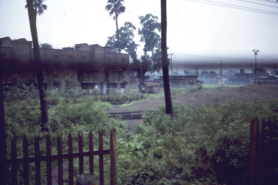 View over outskirts of Mazafarpur  as train approached station