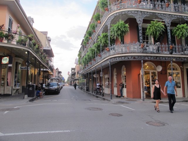 New Orleans street view showing buildings with balconies
