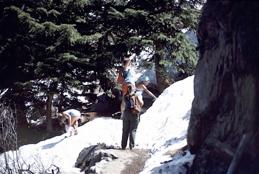 Scrambling across snow blocking path