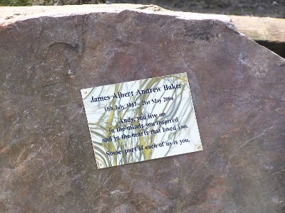 Memorial stone with plaque 
